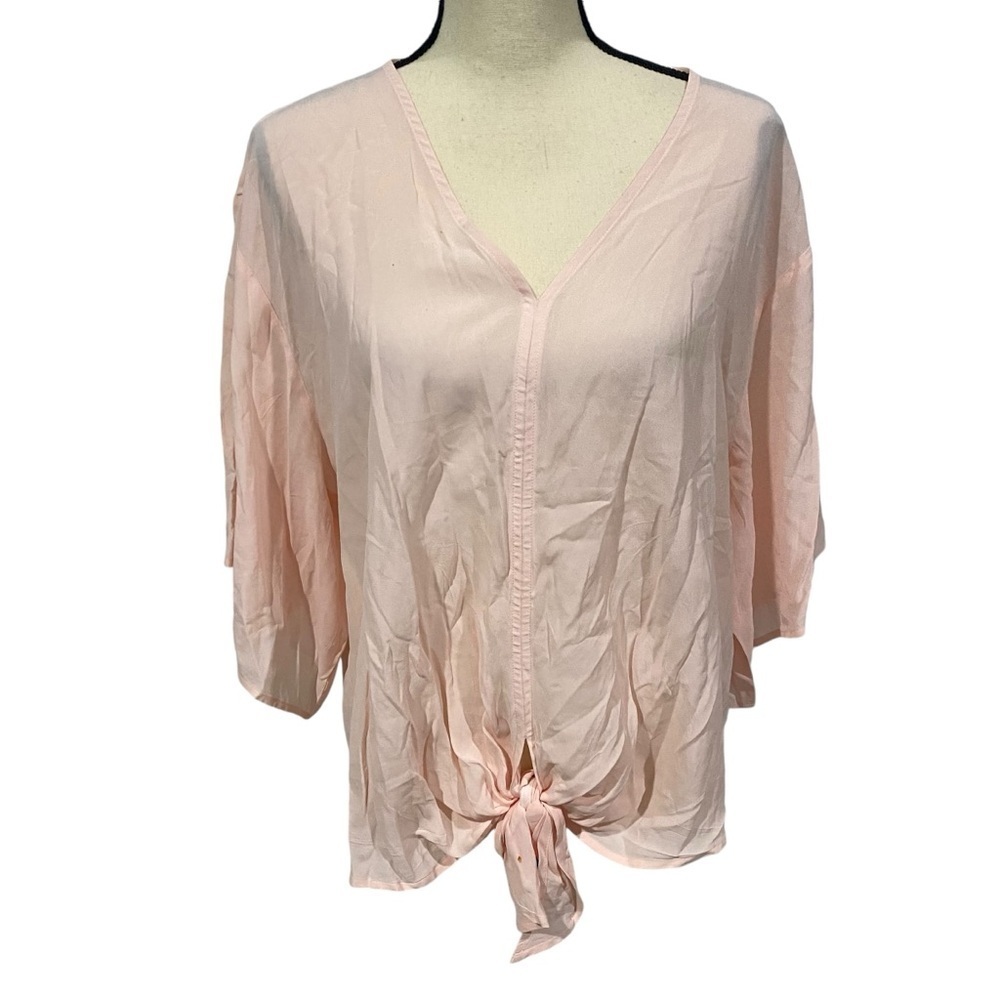 Spartina 449 Light Blush Pink V-Neck Tie-Front Women's Top size medium